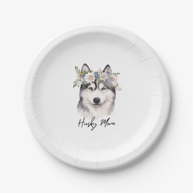 Siberian Husky Dog Lover Pappteller (Vorderseite)