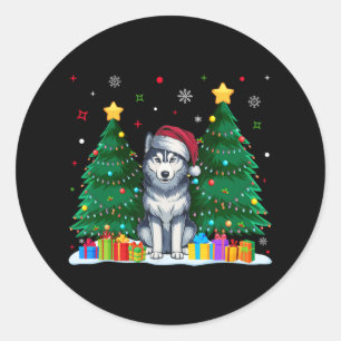 Siberian Husky Dog Lovers Weihnachtsmannmütze Ugly Runder Aufkleber