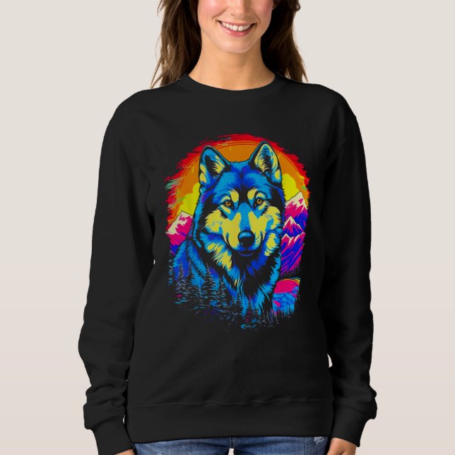 Siberian Husky Dog Mountains Sweatshirt (Vorderseite)