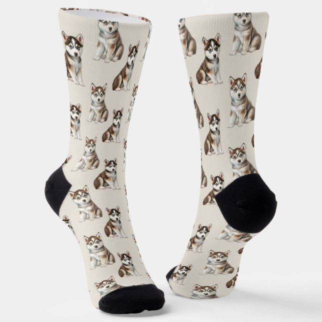 Siberian Husky Dog Pattern Socken (Gewinkelt)