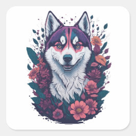 Siberian Husky Dog Quadratischer Aufkleber