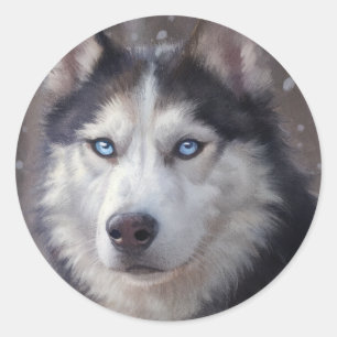 Siberian Husky Dog Runder Aufkleber
