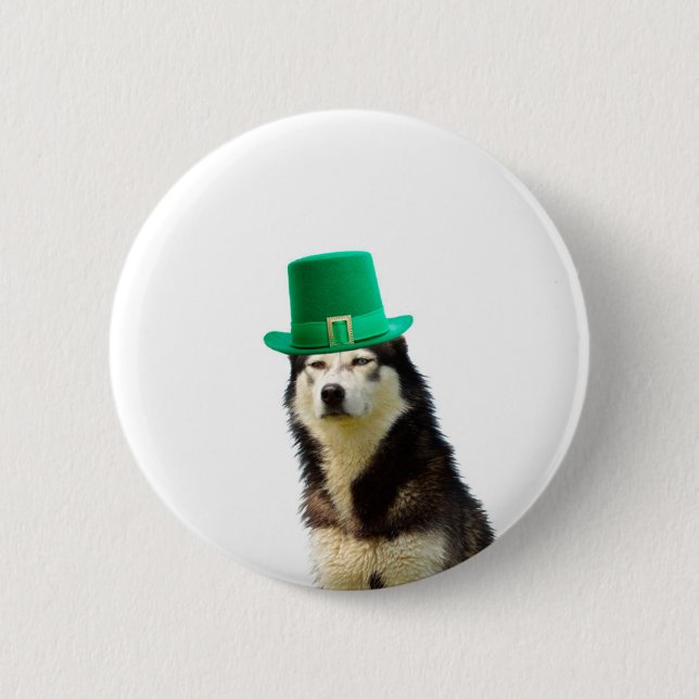 Siberian Husky Dog St. Patrick's Day Button (Vorderseite)