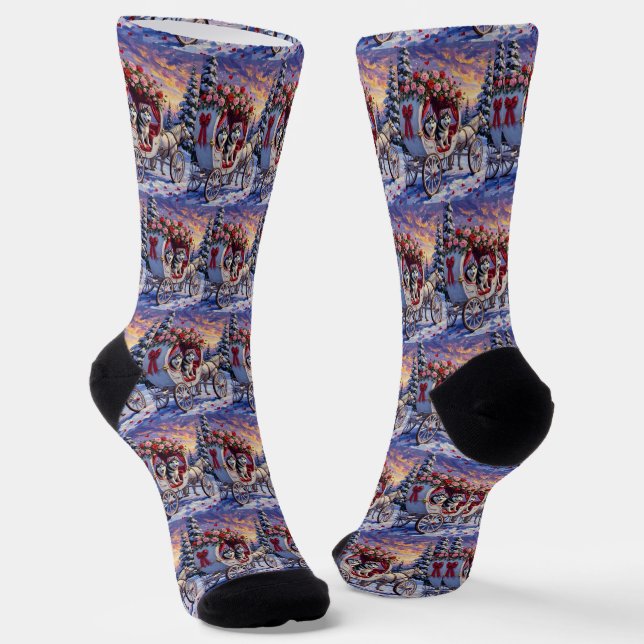 Siberian Husky Dog Valentine's Day Socken (Gewinkelt)
