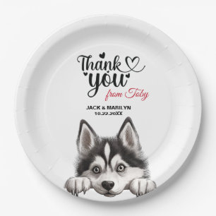 Siberian Husky Dog Wedding Vielen Dank Pappteller