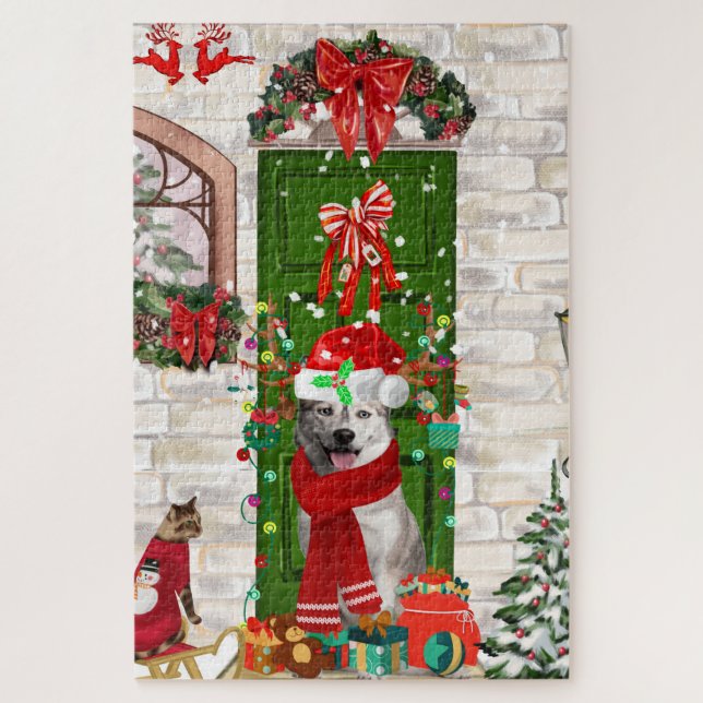 Siberian Husky Dog Weihnachten (Vertikal)