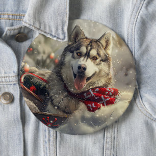 Siberian Husky Dog Weihnachtsfest Button