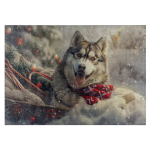 Siberian Husky Dog Weihnachtsfest Schneidebrett