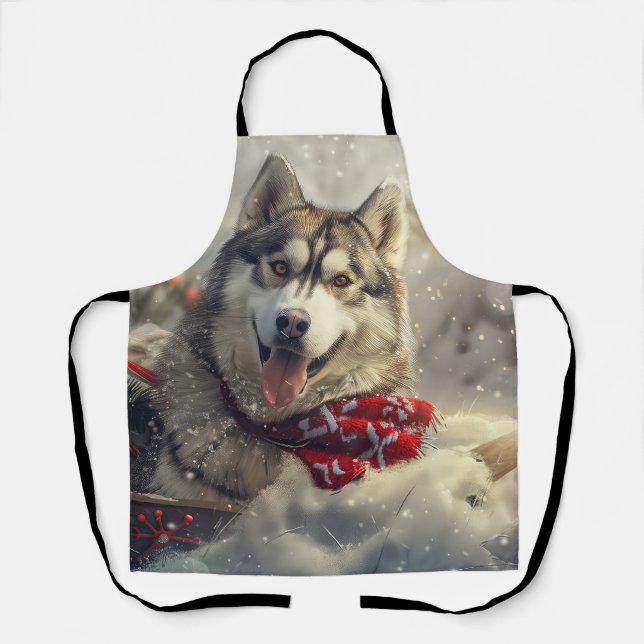 Siberian Husky Dog Weihnachtsfest Schürze (Vorderseite)