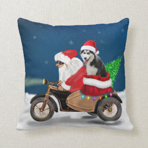 Siberian Husky Dog Weihnachtsmann Kissen