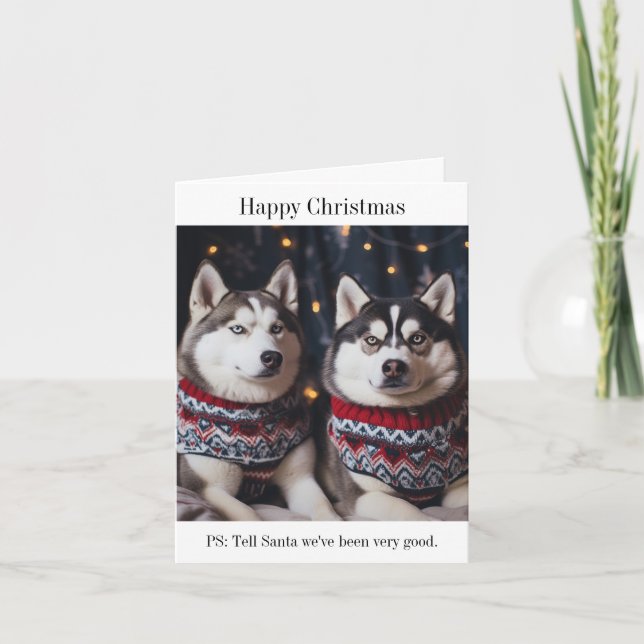 Siberian Husky Dogs Weihnachtskarte Karte (Vorderseite)