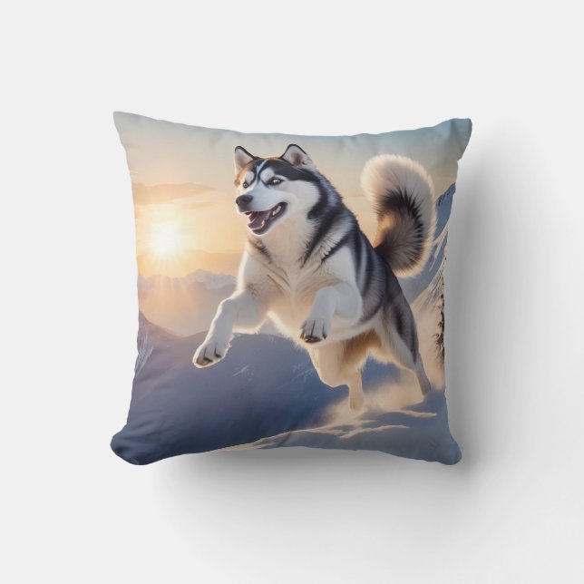 Siberian Husky Elegant Throw Kissen (Vorderseite)