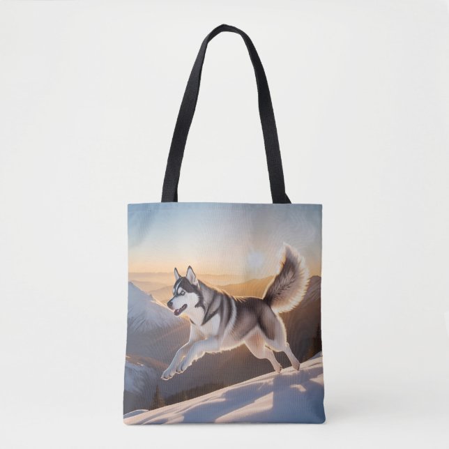 Siberian Husky Elegante Leinwand Tasche (Vorderseite)