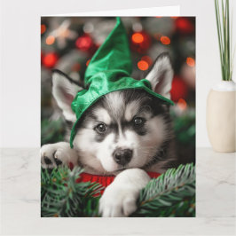Siberian Husky Elf Welpe Weihnachtskarte Karte