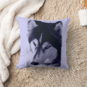 Siberian Husky Face Blue Tint Pillow Kissen