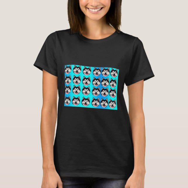Siberian Husky Funny Funny Face Maske Husky Hunde T-Shirt (Vorderseite)
