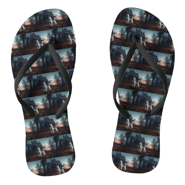 Siberian Husky Halloween Beängstigend Flip Flops (Fußbett)
