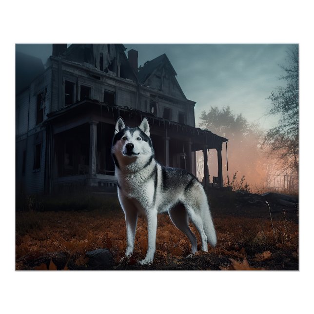 Siberian Husky Halloween Beängstigend Poster (Vorderseite)