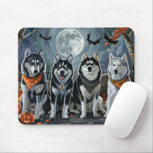 Siberian Husky Halloween Spooky Mousepad