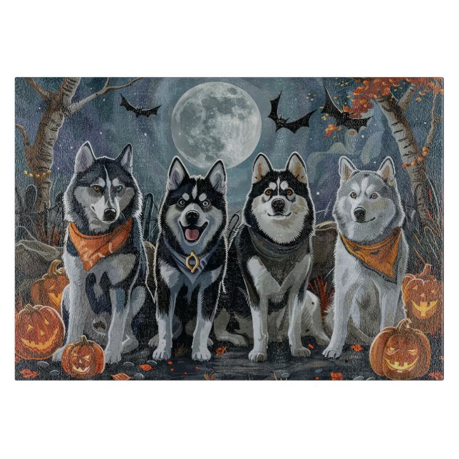 Siberian Husky Halloween Spooky Schneidebrett (Vorderseite)