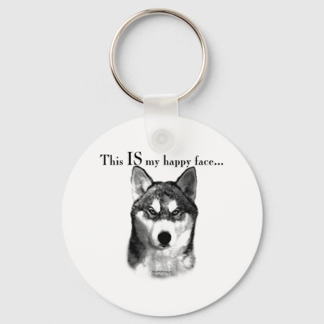 Siberian Husky Happy Face Schlüsselanhänger (Vorderseite)