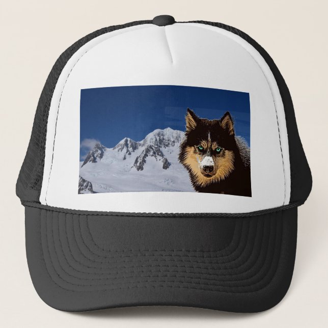 Siberian Husky Hat Truckerkappe (Vorderseite)