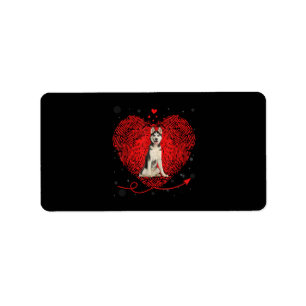 Siberian Husky Heart Liebe Funny Valentine Gift Adressaufkleber