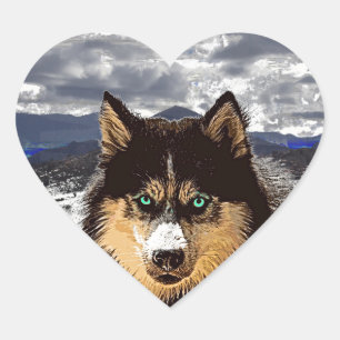 Siberian Husky Heart Sticker