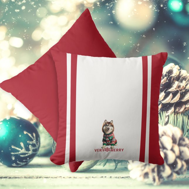 Siberian Husky Holiday Kissen (The front and back of the Siberian Husky throw pillow)