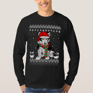 Siberian Husky Hund Weihnachtsmannmütze Xmas Ugly T-Shirt