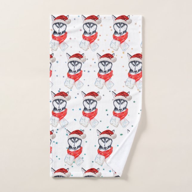 Siberian Husky Hund züchten Weihnachtsstars Handtuch (Handtuch)