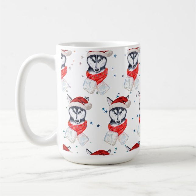 Siberian Husky Hund züchten Weihnachtsstars Kaffeetasse (Links)