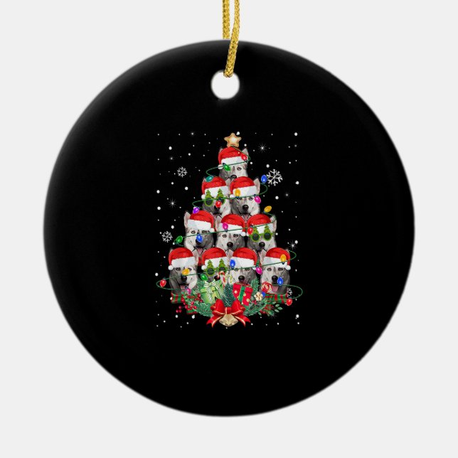 Siberian Husky Hunde Tree Christmas Pajama Xmas Hu Keramik Ornament (Vorne)