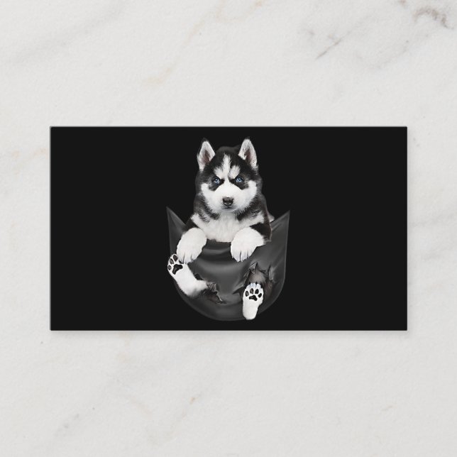 Siberian Husky In Pocket Puppy Visitenkarte (Vorderseite)