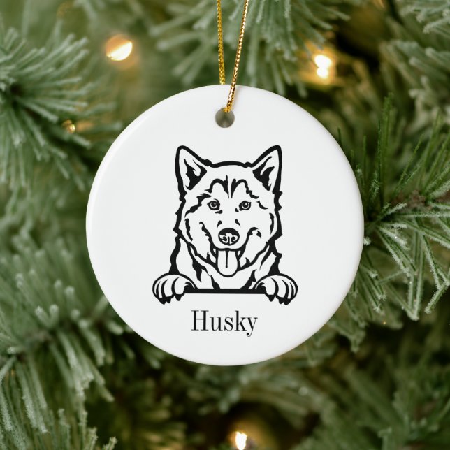 Siberian Husky Keramik Ornament (Baum)