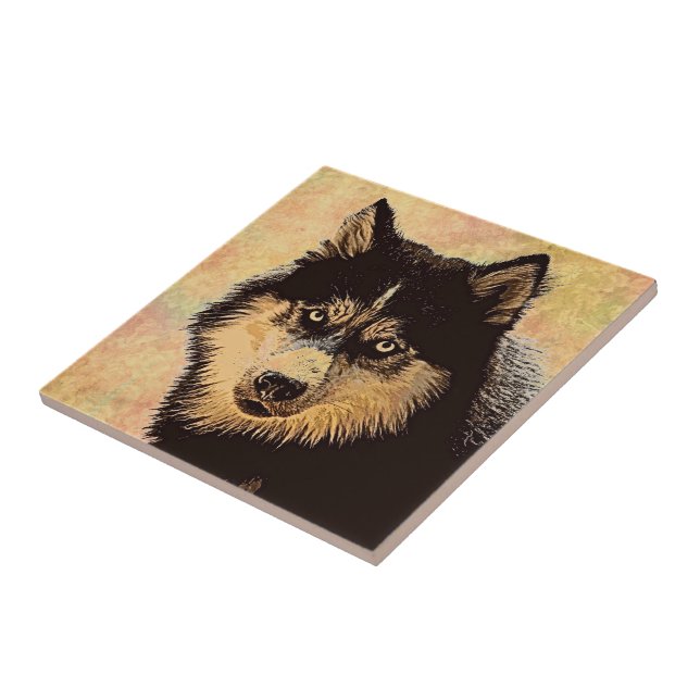 Siberian Husky Keramik Tile Fliese (Seite)