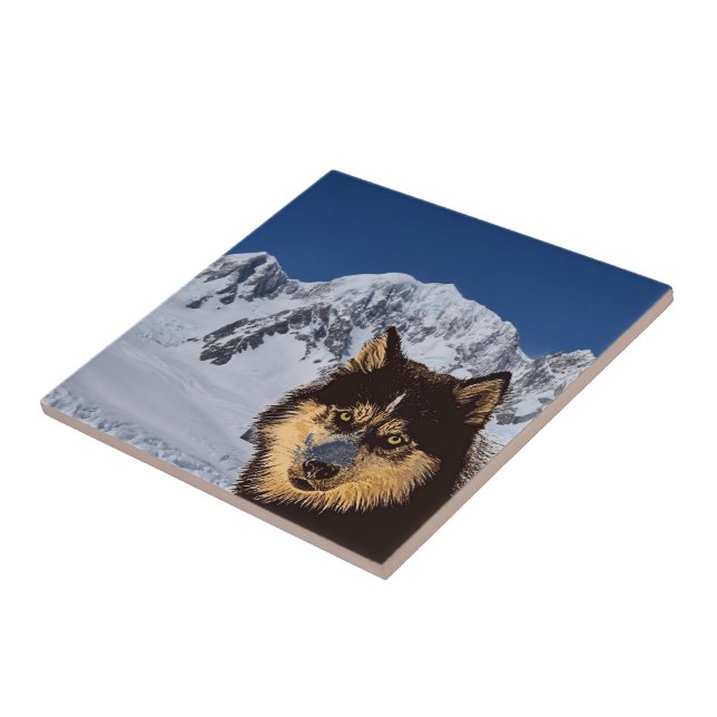 Siberian Husky Keramik Tile Fliese (Seite)
