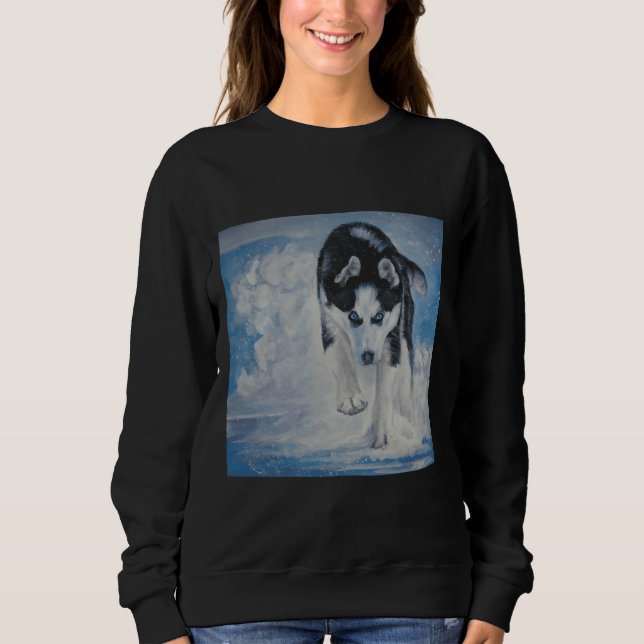 Siberian Husky Kunsthandwerk Sweatshirt (Vorderseite)