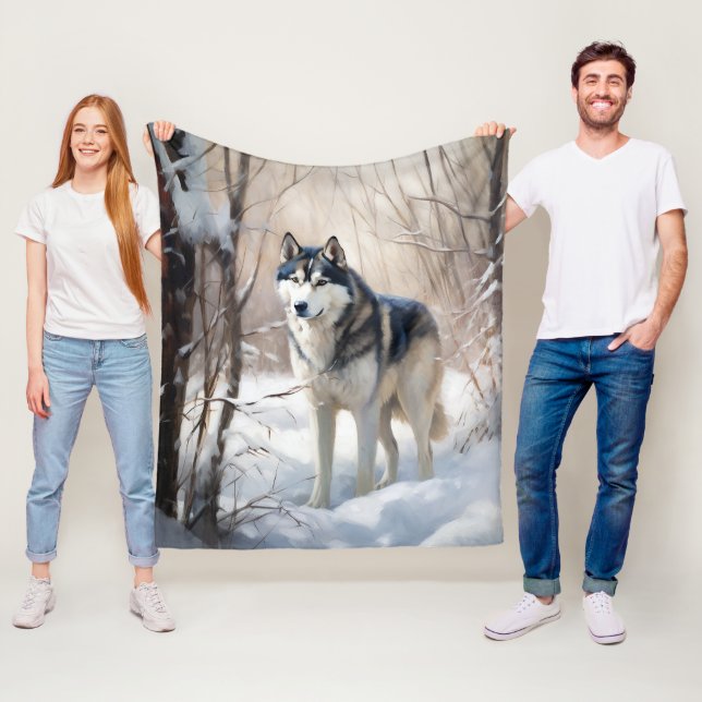 Siberian Husky Lass es Weihnachten schneejang Fleecedecke (Beispiel)