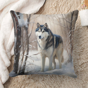 Siberian Husky Lass es Weihnachten schneejang Kissen