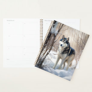 Siberian Husky Lass es Weihnachten schneejang Planer