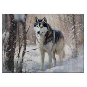 Siberian Husky Lass es Weihnachten schneejang Schneidebrett