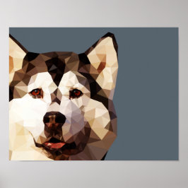 Siberian Husky Low Poly Art Poster