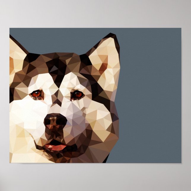Siberian Husky Low Poly Art Poster (Vorne)