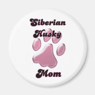 Siberian Husky Mama Pink Pawprint - Magnet