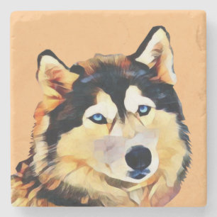 Siberian Husky Marble Stone Untersetzer