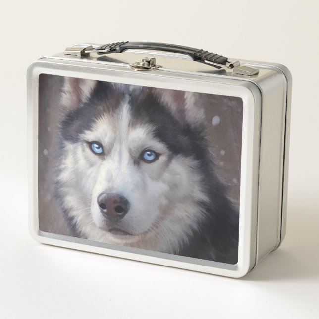 Siberian Husky Metall Brotdose (Vorderseite)