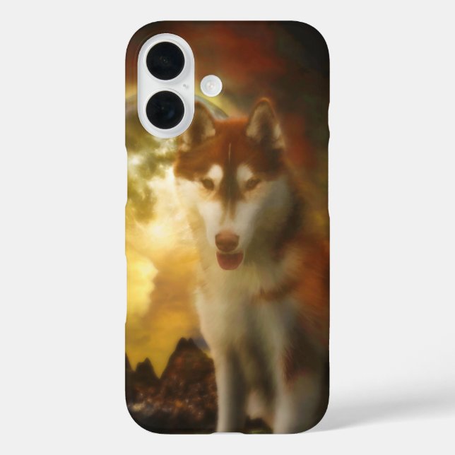 SIBERIAN HUSKY MOON KINGDOM iPhone 16 HÜLLE (Rückseite)