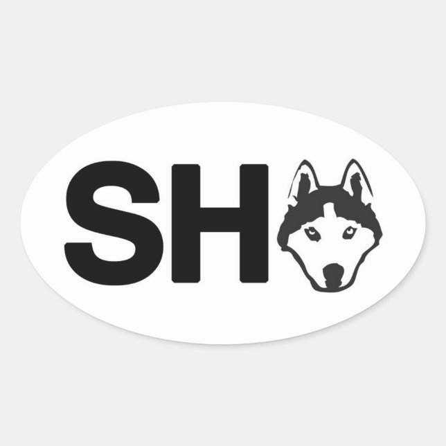 Siberian Husky Oval Sticker (Vorderseite)