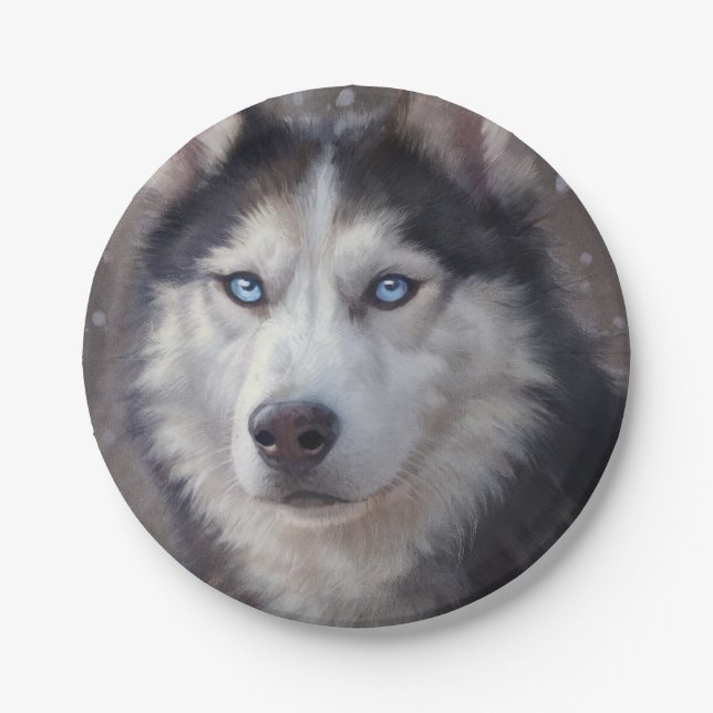 Siberian Husky Pappteller (Vorderseite)